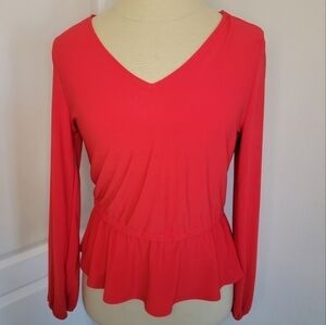 BAR III- Bar-Back Peplum Top - Red - Medium